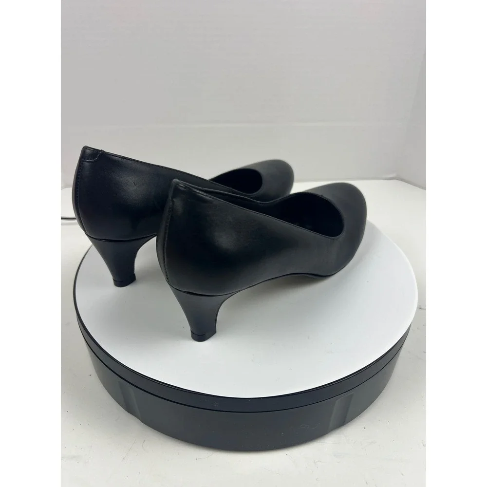 R2‎ Hommerson Womens Black Leather Kitten Pumps 9M Arch Support Comfort Heel